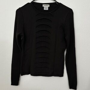 Guido Pisani made in Italy black merino wool blend sweater with front detail S